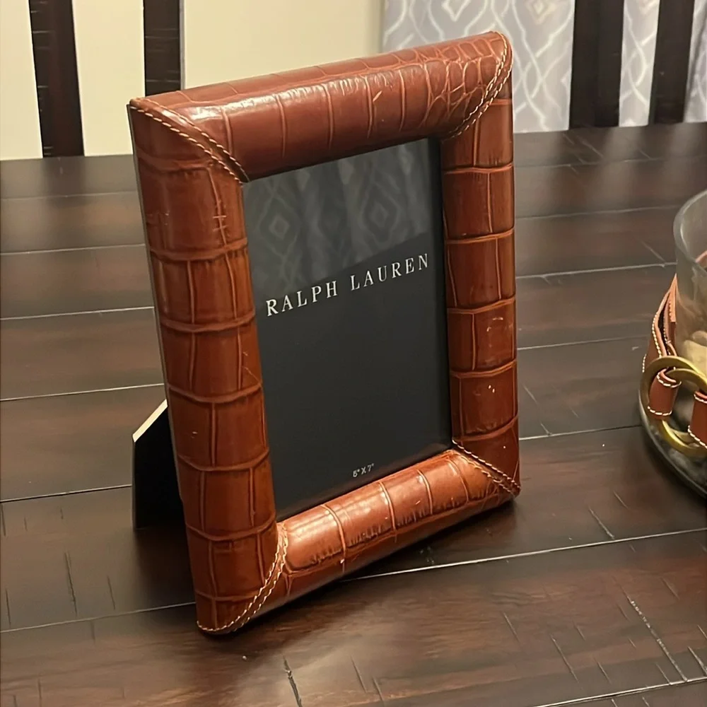Ralph Lauren Croc Pattern Leather Photo Picture Frame 5”x7”